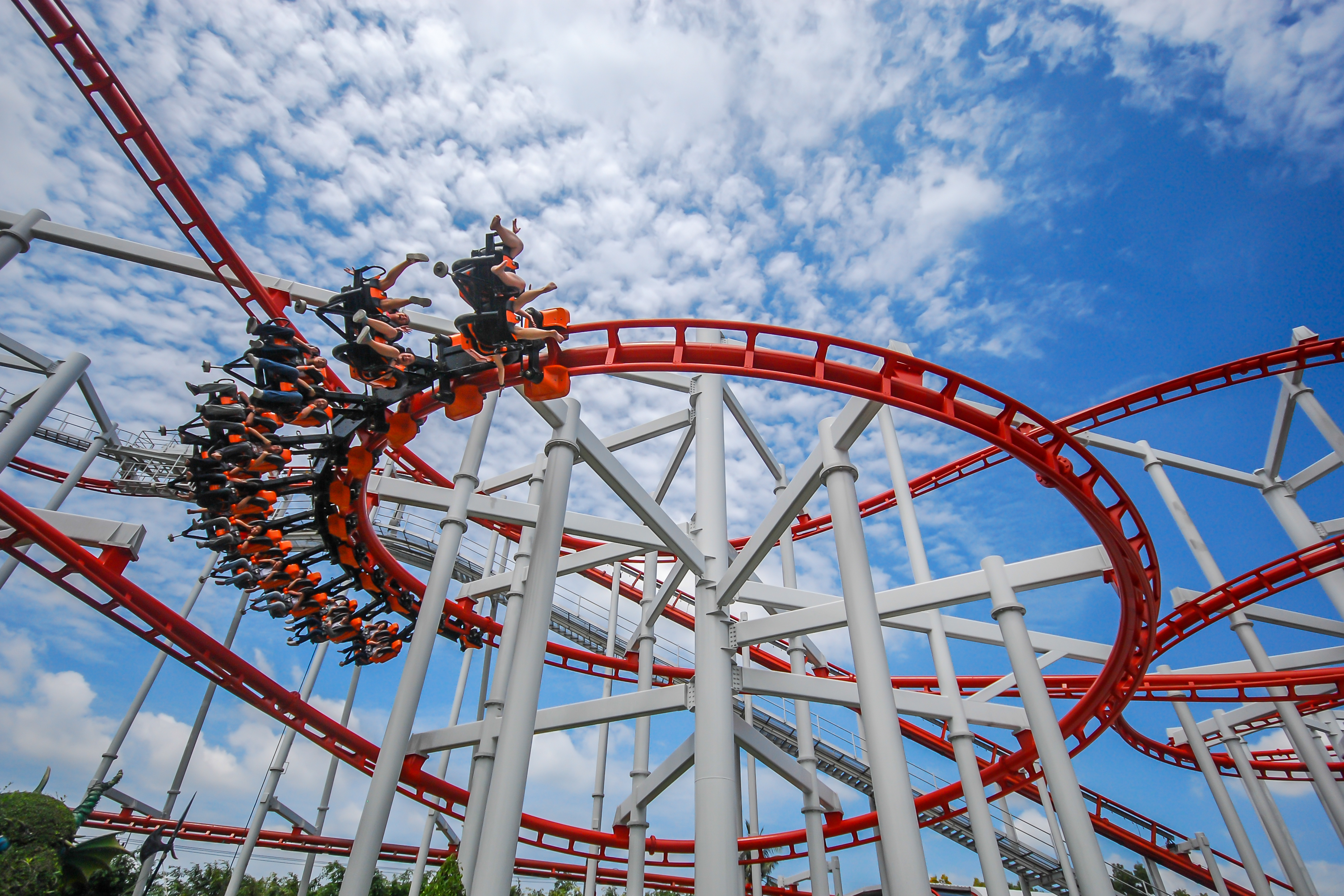 Thrilling amusement park roller coaster
